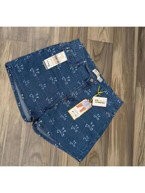 Celebrity Ace Blue Denim Bow Print Shorts Size 15 NWT